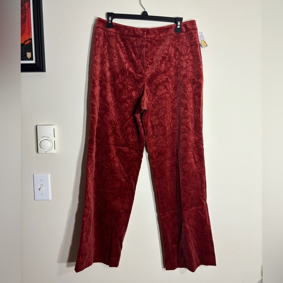 NWT $128 Talbots Pants Velvet‎ Sz 12 Petite Floral Paisley Rust Red Fall Winter - Picture 1 of 8